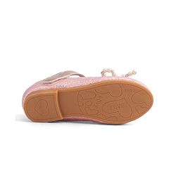 Cute Walk by Babyhug Velcro Closure Glitter Pearl Bow Applique Ballerina - Pink
