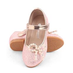 Cute Walk by Babyhug Velcro Closure Glitter Pearl Bow Applique Ballerina - Pink