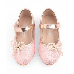 Cute Walk by Babyhug Velcro Closure Glitter Pearl Bow Applique Ballerina - Pink