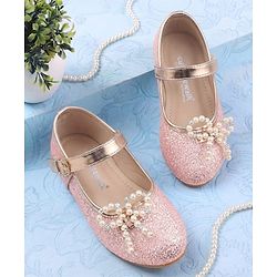 Cute Walk by Babyhug Velcro Closure Glitter Pearl Bow Applique Ballerina - Pink