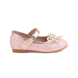 Cute Walk by Babyhug Velcro Closure Glitter Pearl Bow Applique Ballerina - Pink