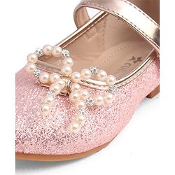 Cute Walk by Babyhug Velcro Closure Glitter Pearl Bow Applique Ballerina - Pink