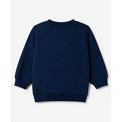 Babyhug 100% Cotton Terry Knit Heavy Gauge Full Sleeves Sweatshirt With Animal & Text Print Pack of 2 - Red & Navy Blue