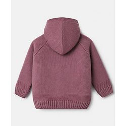 Babyhug Cable Knit Full Sleeves Solid Front Open Sweater With Hoodie In Dark Pink