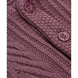 Babyhug Cable Knit Full Sleeves Solid Front Open Sweater With Hoodie In Dark Pink