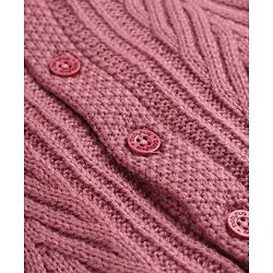 Babyhug Cable Knit Front Open Sweater with Full Raglan Sleeves in Pink