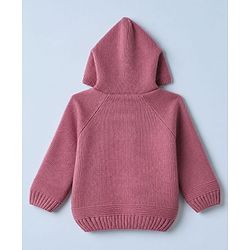 Babyhug Cable Knit Front Open Sweater with Full Raglan Sleeves in Pink