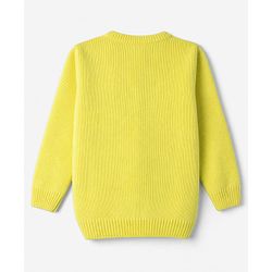 Babyhug Knit Full Sleeves Front Open Sweater With Cable Knit Design & Applique - Lime Green