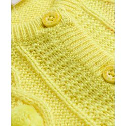 Babyhug Knit Full Sleeves Front Open Sweater With Cable Knit Design & Applique - Lime Green