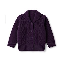 Babyhug Knit Full Sleeves Front Open Sweater with Cable Knit Design - Purple