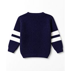 Babyhug Knit Full Sleeves Cardigan with 10 Applique - Navy Blue