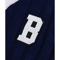 Babyhug Knit Front Open Sweaters with Full Sleeves and B Patch in Navy Blue