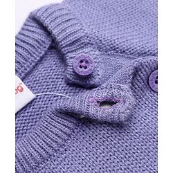 Babyhug Knit Full Sleeves Pullover with Floral Embroidery - Purple