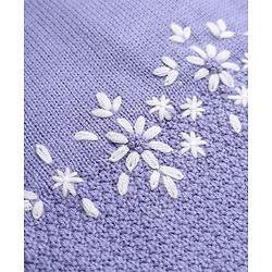 Babyhug Knit Full Sleeves Pullover with Floral Embroidery - Purple