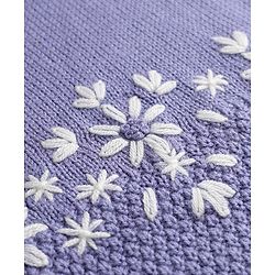 Babyhug Knit Full Sleeves Pullover with Floral Embroidery - Purple