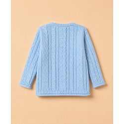 Babyhug Knit Full Sleeves Pullover Sweater with Cable Knit Design - Blue