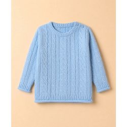 Babyhug Knit Full Sleeves Pullover Sweater with Cable Knit Design - Blue