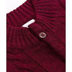 Babyhug Cable Knit Full Sleeves Pullover - Burgandy
