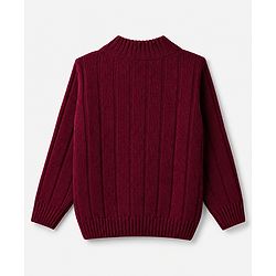 Babyhug Cable Knit Full Sleeves Pullover - Burgandy