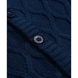 Babyhug Cable Knit Cardigan with Full Sleeves and Geometric Pattern Design in Navy Blue