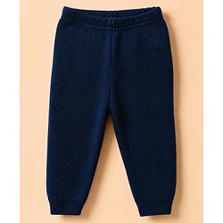 Babyhug Cable Knit Full Sleeves Sweater Set - White & Navy Blue