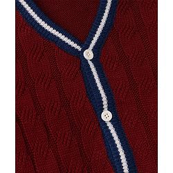 Babyhug Knit Full Sleeves Sweater Set with Cable Knit Design - Maroon