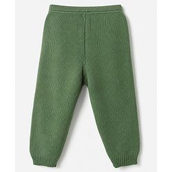 Babyhug Knit Full Sleeves Sweater Set With Cable Knit Design - Green