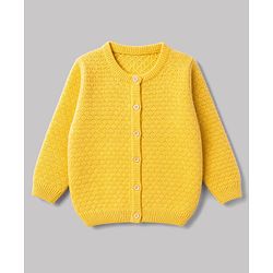 Babyhug Knit Full Sleeves Cable Knit Design Sweater Set - Yellow
