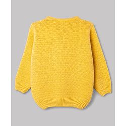 Babyhug Knit Full Sleeves Cable Knit Design Sweater Set - Yellow