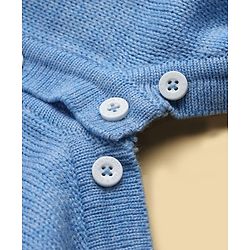 Babyhug Knit Full Sleeves Winter Wear Romper with Bow Applique - Blue