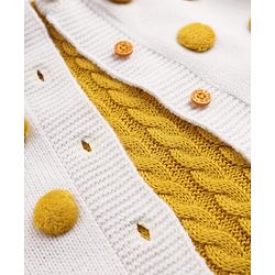 Babyhug Knit Full Sleeves Jacket & Winter Wear Romper With Applique - Yellow