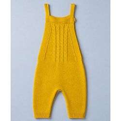 Babyhug Knit Full Sleeves Jacket & Winter Wear Romper With Applique - Yellow