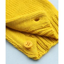 Babyhug Knit Full Sleeves Jacket & Winter Wear Romper With Applique - Yellow