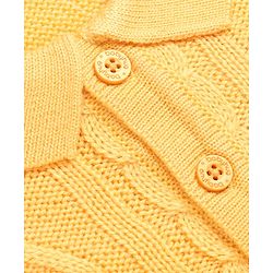 Babyhug Knit Full Sleeves Winter Wear Romper With Cap - Yellow