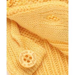 Babyhug Knit Full Sleeves Winter Wear Romper With Cap - Yellow