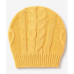 Babyhug Knit Full Sleeves Winter Wear Romper With Cap - Yellow