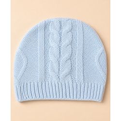 Babyhug Knit Full Sleeves Winter Wear Romper With Cap - Light Blue