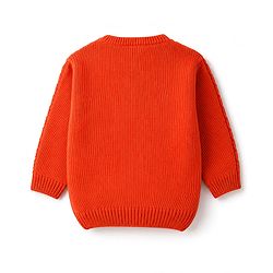 Babyhug Knit Full Sleeves Sweater Set With Cable Knit Design - Orange