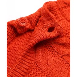 Babyhug Knit Full Sleeves Sweater Set With Cable Knit Design - Orange