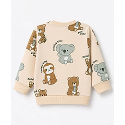 Babyhug Heavy Gauge 100% Cotton Terry Knit Full Sleeves Sweatshirts With Koala and Text Print Pack of 2 - Red & Beige