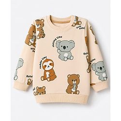 Babyhug Heavy Gauge 100% Cotton Terry Knit Full Sleeves Sweatshirts With Koala and Text Print Pack of 2 - Red & Beige