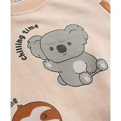Babyhug Heavy Gauge 100% Cotton Terry Knit Full Sleeves Sweatshirts With Koala and Text Print Pack of 2 - Red & Beige