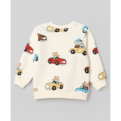 Babyhug 100% Cotton Terry Knit Full Sleeves Sweatshirts with Vehicle and Animal Print Pack of 2 - Beige & Red