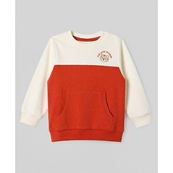Babyhug 100% Cotton Terry Knit Full Sleeves Sweatshirts with Vehicle and Animal Print Pack of 2 - Beige & Red