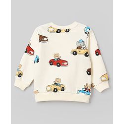 Babyhug 100% Cotton Terry Knit Full Sleeves Sweatshirts with Vehicle and Animal Print Pack of 2 - Beige & Red
