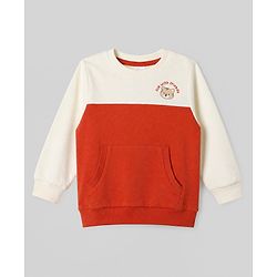 Babyhug 100% Cotton Terry Knit Full Sleeves Sweatshirts with Vehicle and Animal Print Pack of 2 - Beige & Red