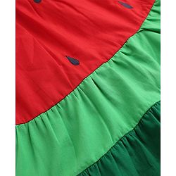 Babyhug 100% Cotton Woven Flared Frock with Half Sleeves and Watermelon Print - Red