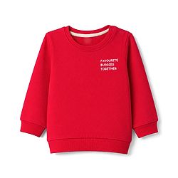 Babyhug 100% Cotton Terry Knit Heavy Gauge Sweatshirt With Full Sleeves and Penguin Print - Red