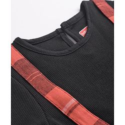 Babyhug Cotton Woven Dress with Full Sleeves and Checked Print -Red