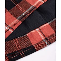 Babyhug Cotton Woven Dress with Full Sleeves and Checked Print -Red